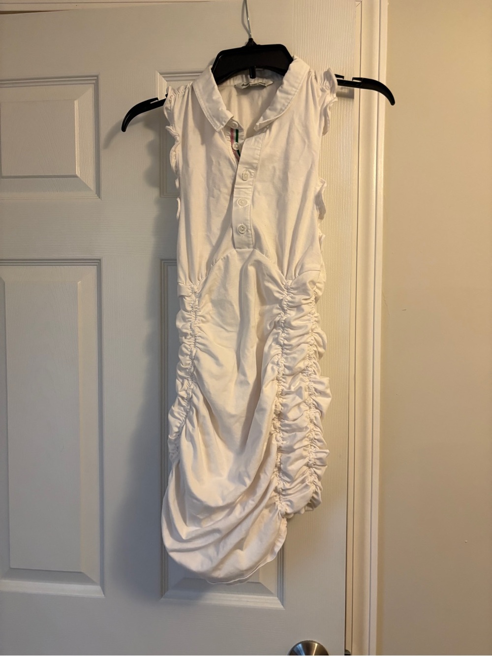 Daily Practice White Ruched Polo Dress